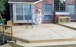 sanding the deck and preparing for future staining and painting