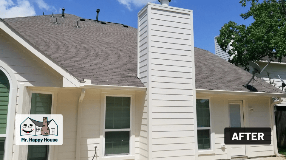 Siding chimney rotted siding replacement Hardie Siding after
