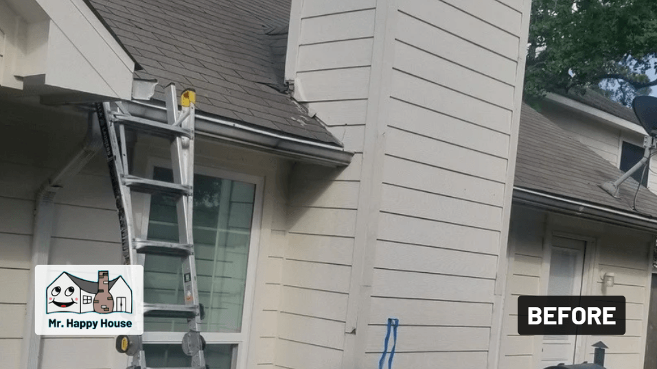 Siding chimney rotted siding replacement before