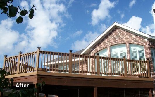 New second floor balcony with Trex decking material in The Woodlands Texas