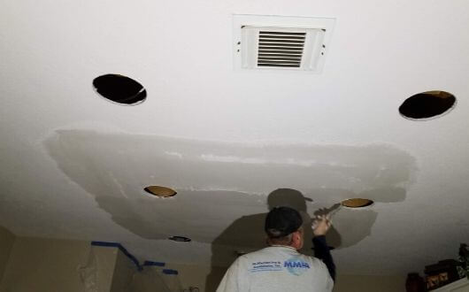 ceiling drywall repair from plumbing leak