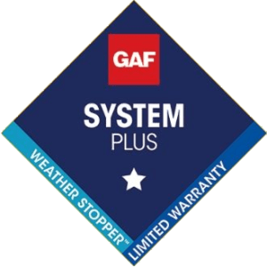 GAF system plus weather stopper limited warranty badge