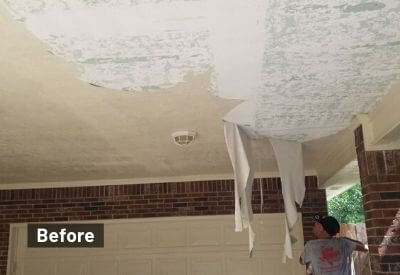 peeling paint from exterior ceiling off drywall in The Woodland Texas