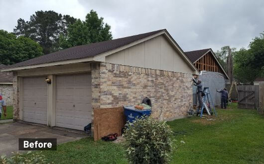 replaceing old wood rotted siding on a house in Tomball Texas