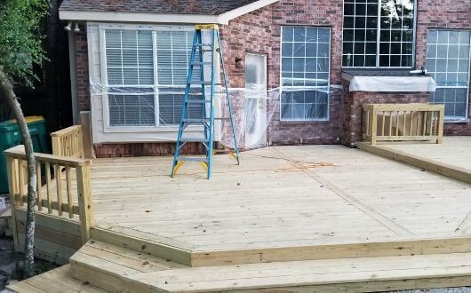sanding and preparing deck for painting and staining