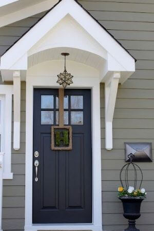 earl gray and tricorn black on front door and exterior of house
