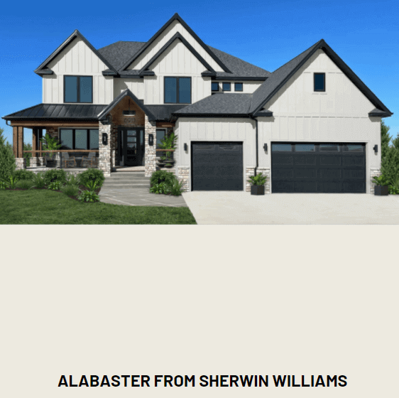 ALABASTER FROM SHERWIN WILLIAMS on the exterior of a house as a demonstration of the paint color