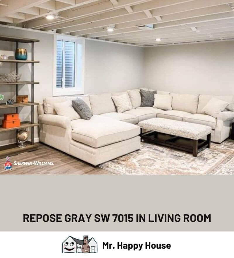 Repose Gray SW 7015 in Living Room