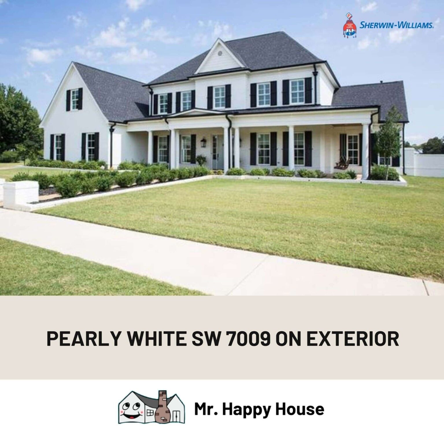 Pearly White SW 7009 From Sherwin Williams Mr Happy House   Pearly White SW 7009 On Exterior Of House 1536x1510 