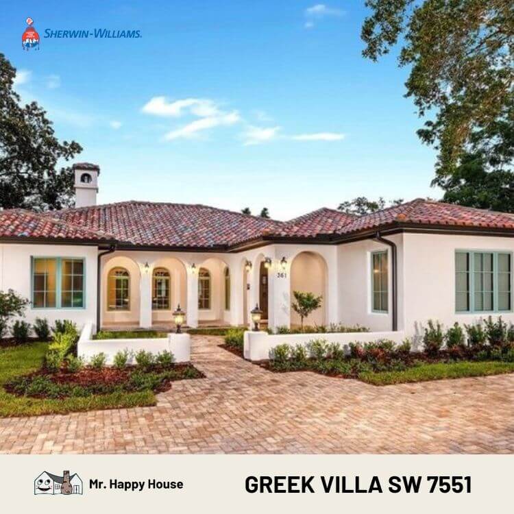 Greek Villa SW 7551 from Sherwin Williams paint color on exterior house
