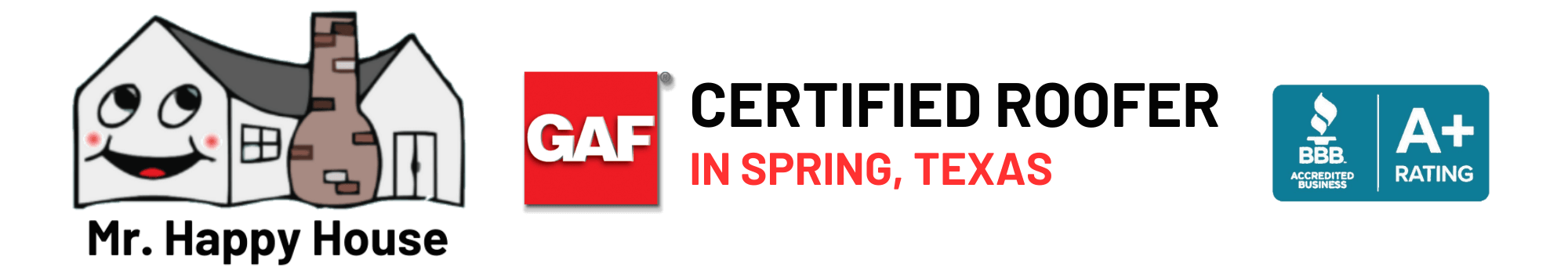 Mr Happy House Roofing of Spring, TX website header